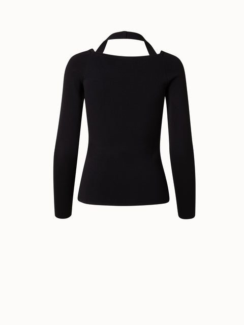 Knit Pullover with Trapezoid Neckline
