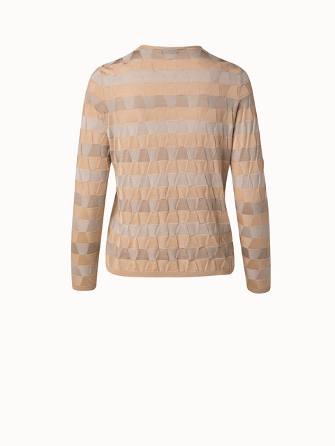 Silk Knit Pullover in Trapezoid Jacquard