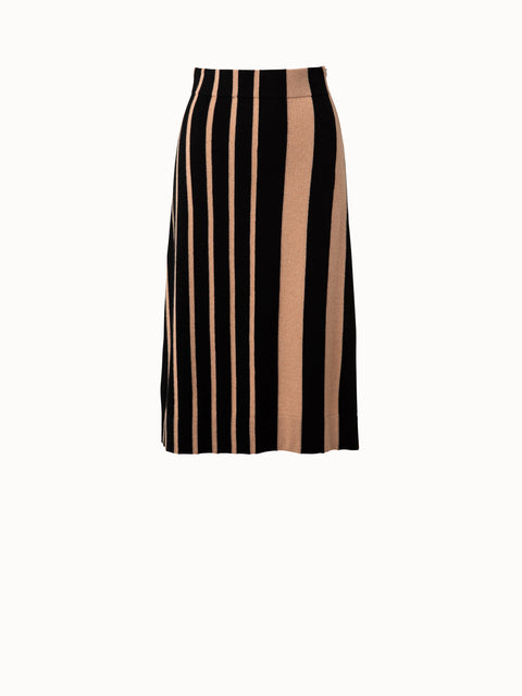 Screen Stripes Cashmere Knit Midi Skirt