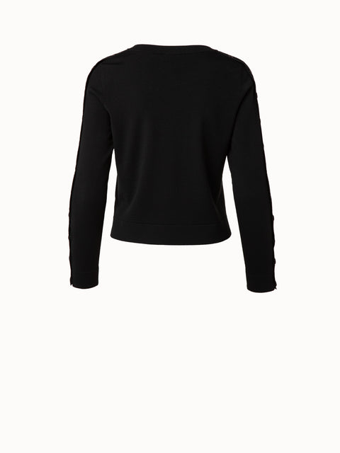 Merino Wool Pullover with Snap Button Sleeves