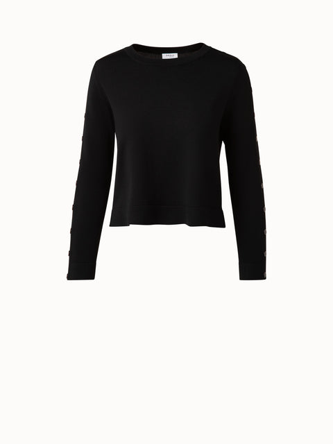 Merino Wool Pullover with Snap Button Sleeves
