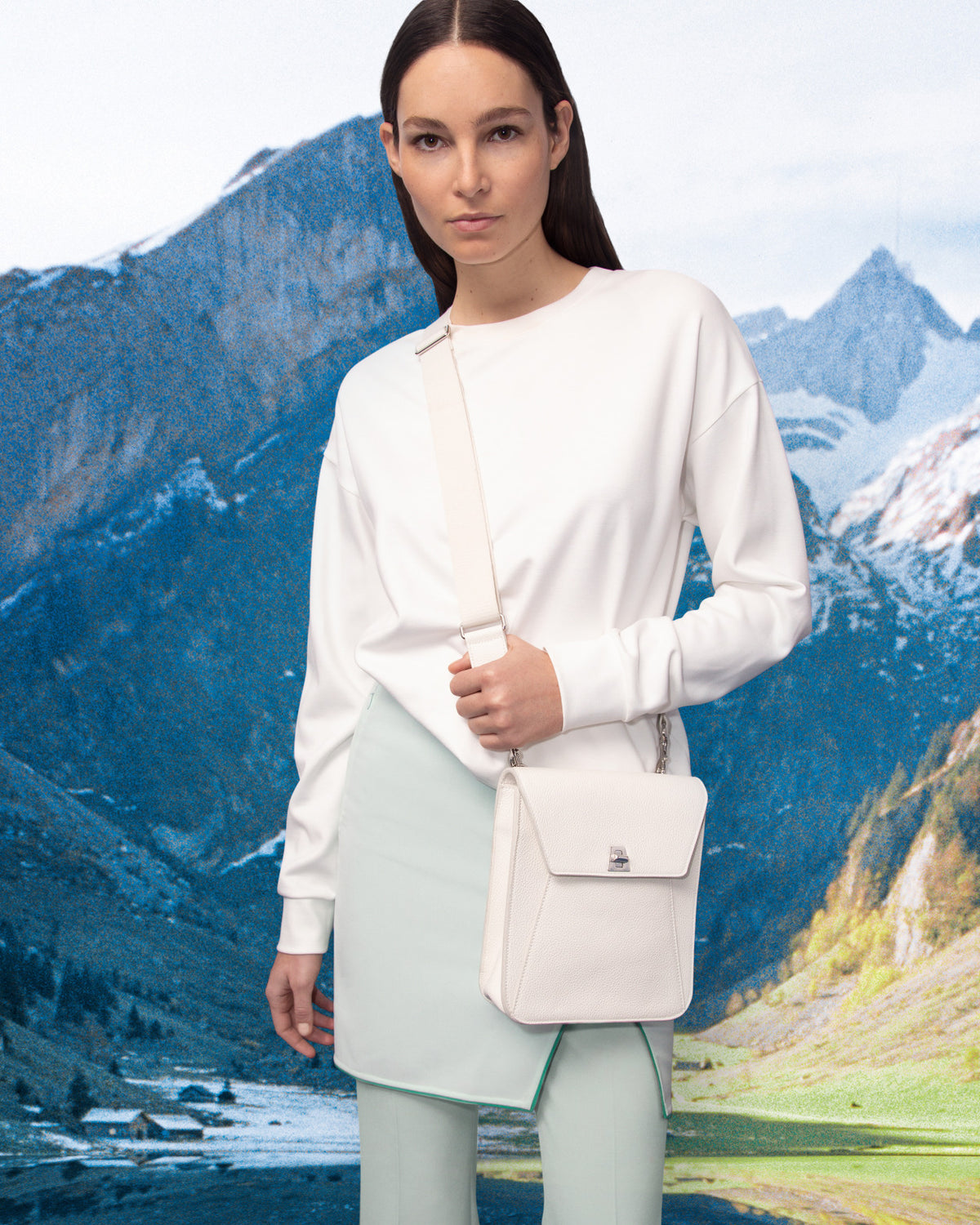 Viscose Stretch Jersey Crew Neck Pullover - ecru