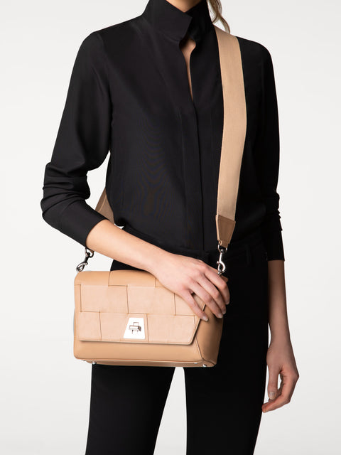 Anouk Day Bag in Braided Leather Trapezoids