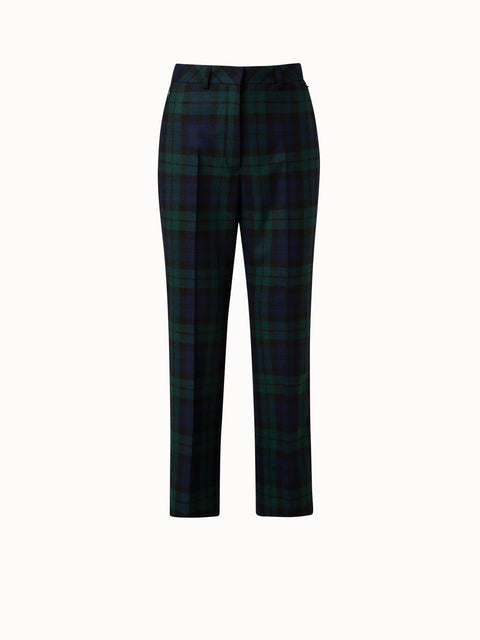 Checked Wool Cropped Wide Leg Pants