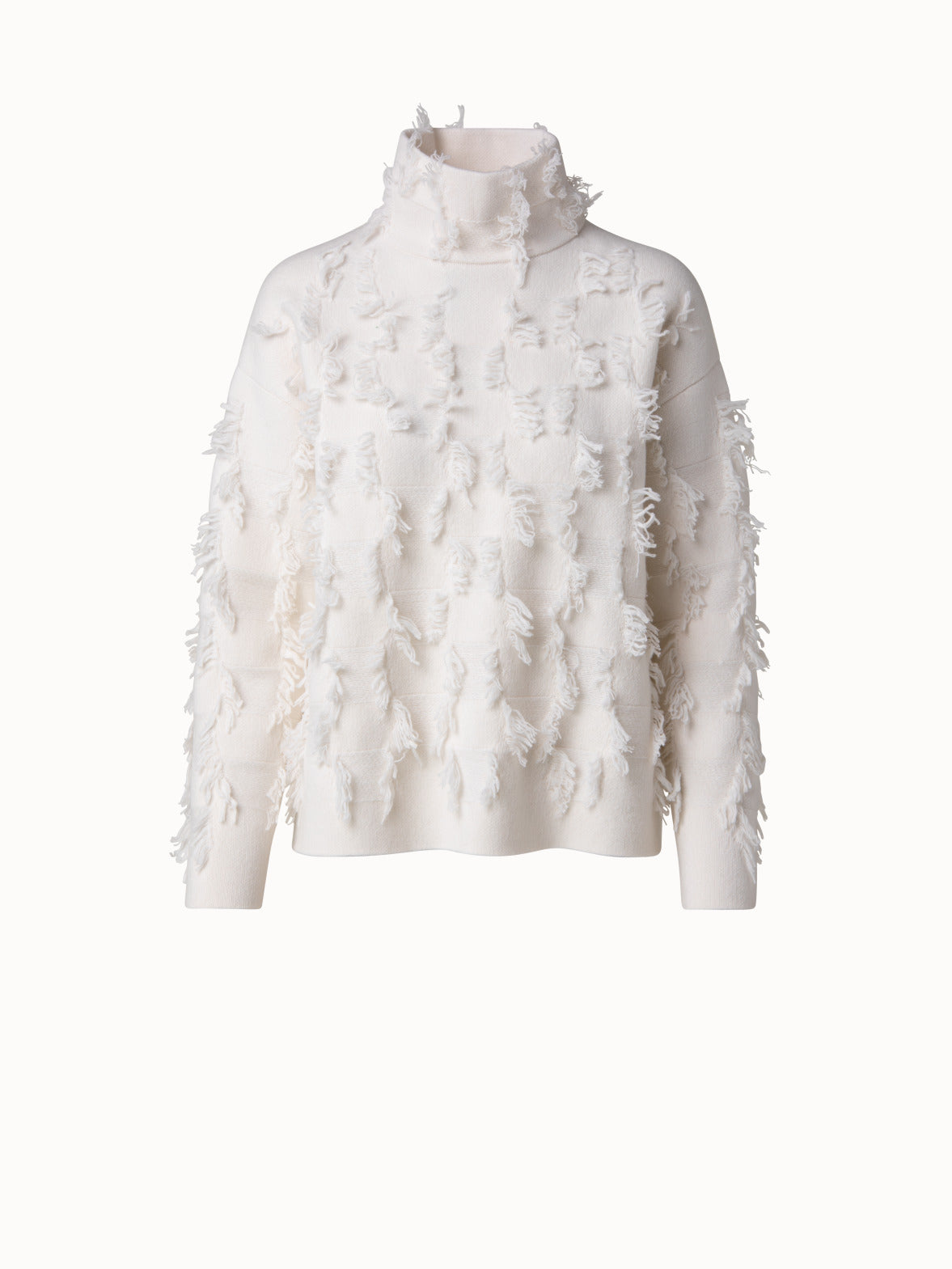 Akris® Official – Cashmere Square Fringe Jacquard Pullover