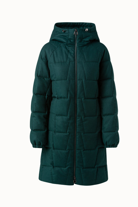 Cashmere Parka with Techno Trapezoid Quilt