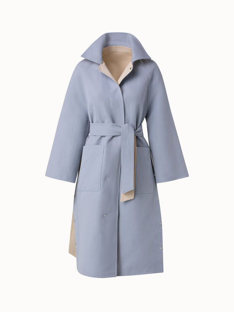 Reversible Bi-Color Cotton Linen Double-Face Belted Coat