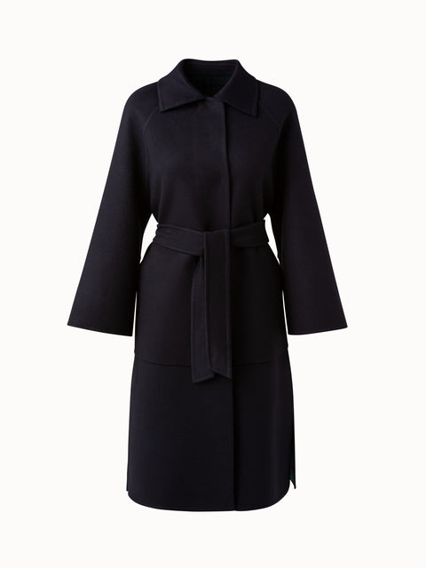 Reversible Check Wool Double-Face Belted Coat