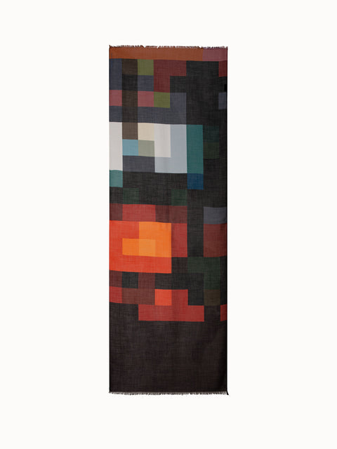 Cashmere Silk Scarf with Interior Abstract Print