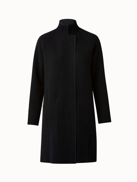 Double-face Knit Coat in Cashmere with Stand Up Collar