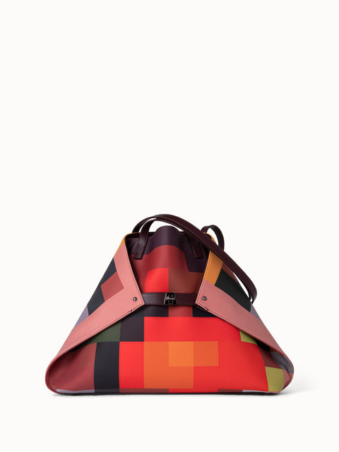 Medium Ai Shoulder Bag in Technical Fabric with Interior Abstract Print
