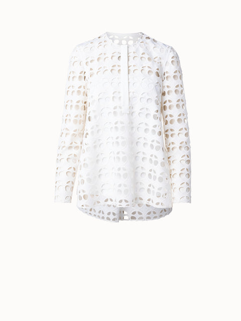 Dot Cut-Out Embroidery Blouse