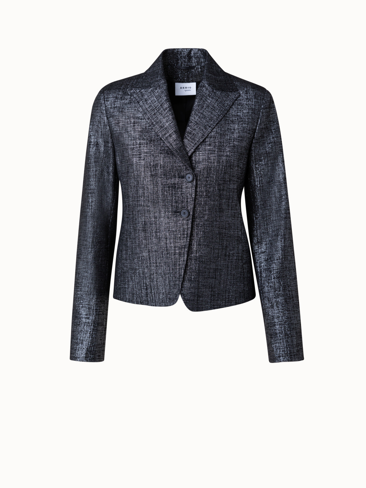 Short Blazer in Metallic Wool Blend Lamé