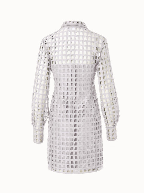 Trapezoid Grid Embroidery Tunic Dress
