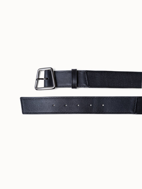 Leather and Horsehair Belt with Trapezoid Buckle
