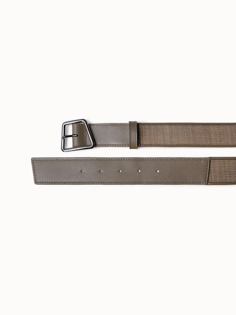 Leather and Horsehair Belt with Trapezoid Buckle