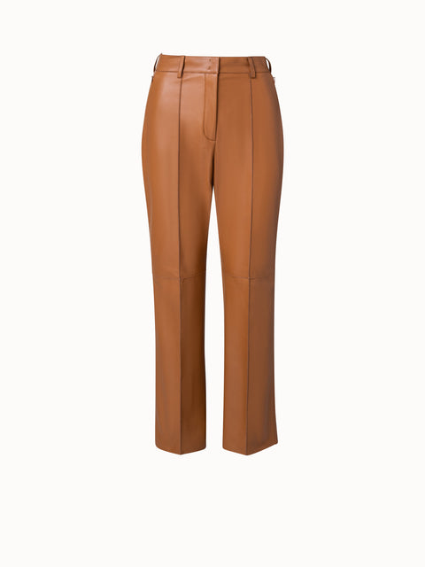 Lamb Nappa Leather Cropped Wide Leg Pants