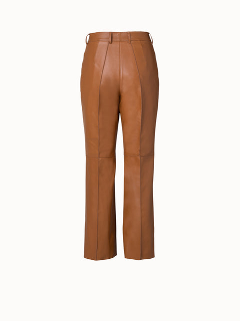 Lamb Nappa Leather Cropped Wide Leg Pants