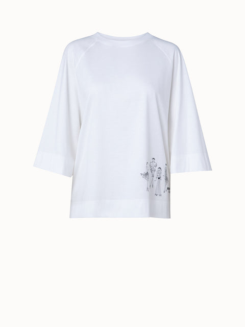 Oversized T-Shirt with Croquis Embroidery