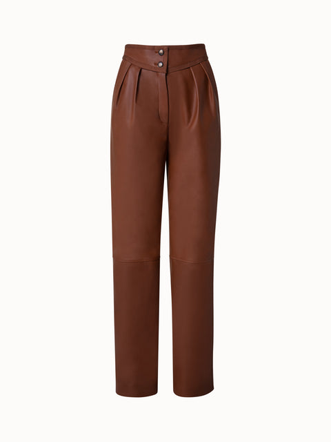 Lambskin Pleated Leather Pants