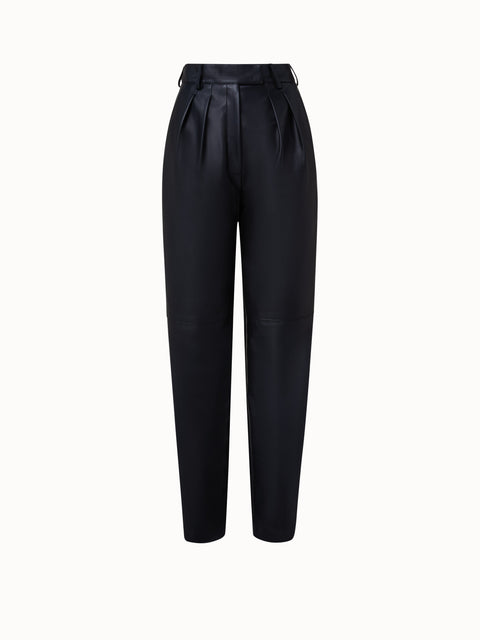 Wool Double-Face Pleated Tapered Pants