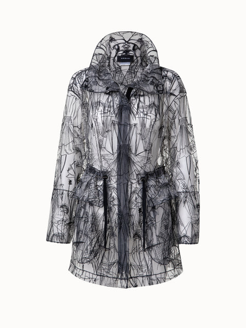 Techno Tulle Parka with Croquis Embroidery