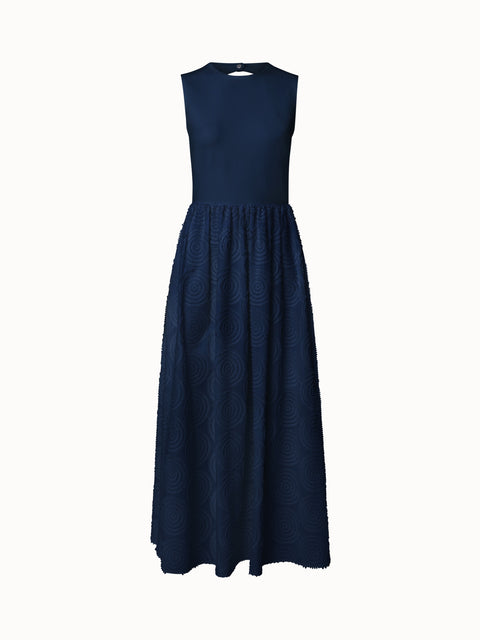 Midi Dress with with Circle Loop Embroidery Skirt