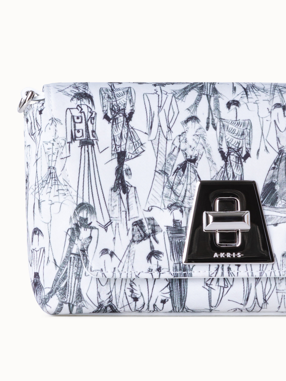 Little Anouk Day Bag with Croquis Print - black - white
