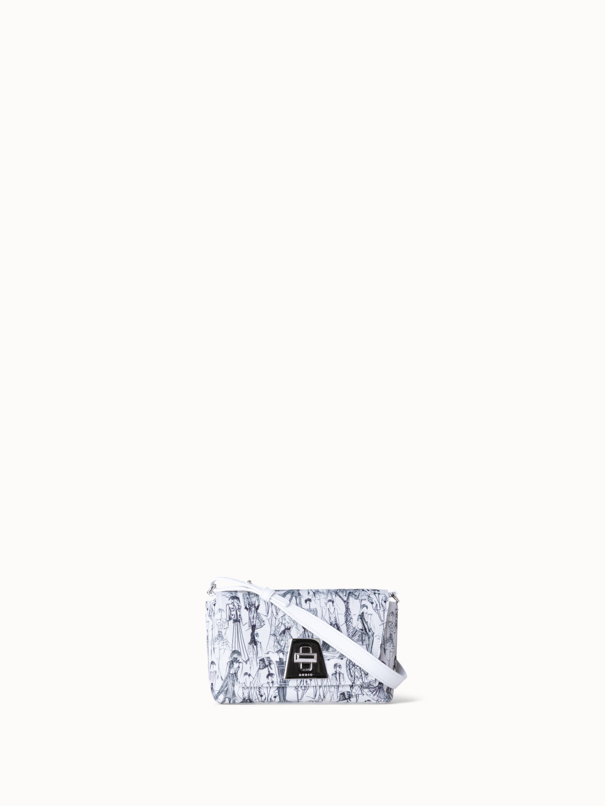 Little Anouk Day Bag with Croquis Print - black - white