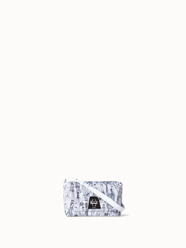 Little Anouk Day Bag with Croquis Print - black - white