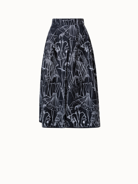 Denim Skirt with Croquis Embroidery