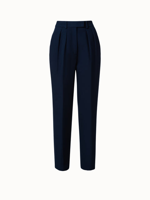 Cotton Double-Face Pleated Tapered Pants