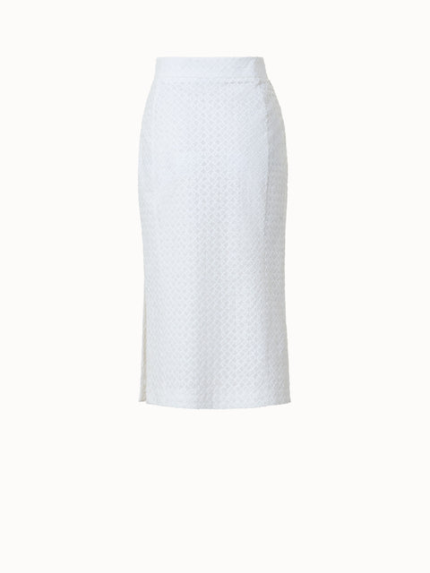 Cotton Poplin Pencil Skirt with 3D Application