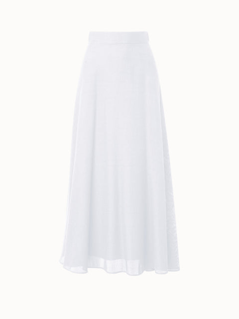 Viscose Cotton Open Weave Midi Skirt