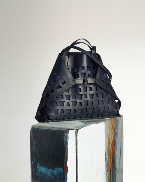 Medium Ai Shoulder Bag in Leather with Lasercut Trapezoids