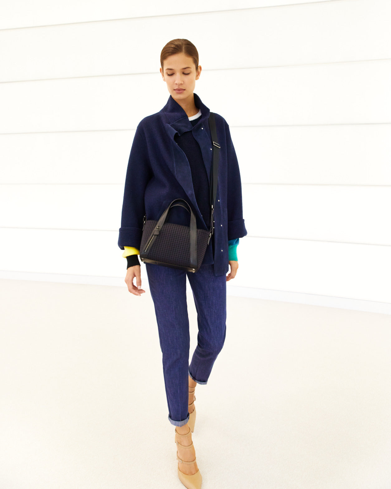 Cashmere Jersery Suede Pocket Jacket - blue